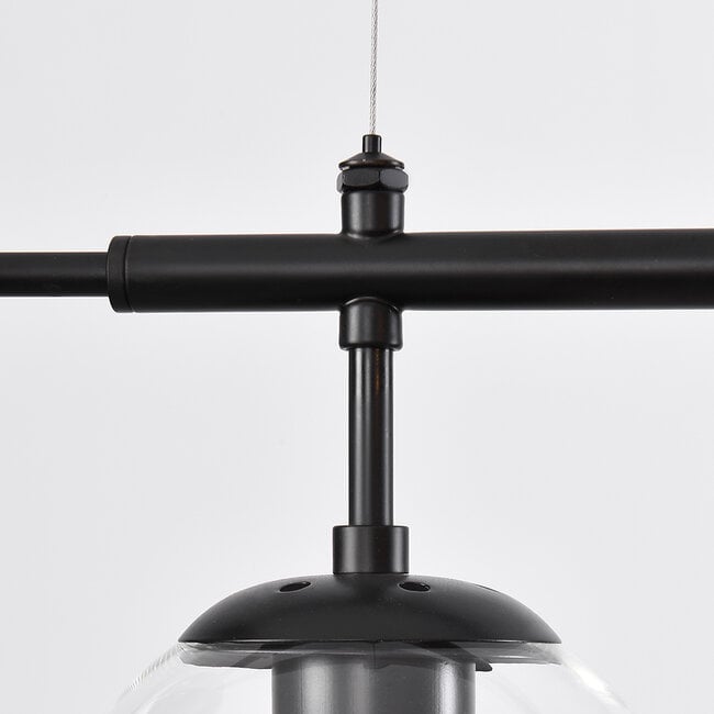 7-light pendant light Hepta - clear glass and black