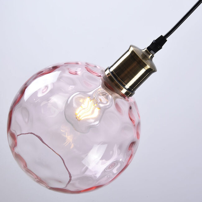 -light pendant lamp Lotte - pink glass with bulge