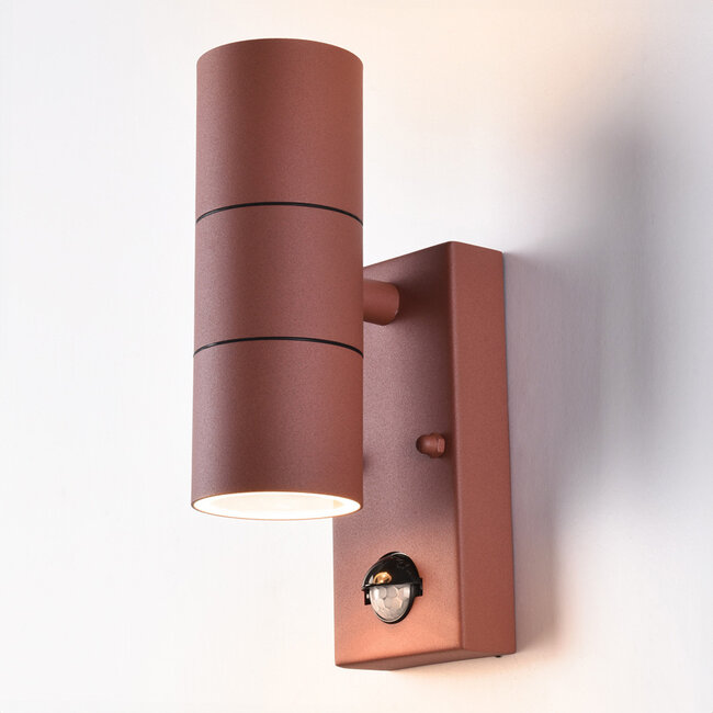 Elegant 2-light rust-brown outdoor lamp with sensor - Martina