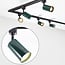 1-phase track system set 3 metres with Romain spotlights in moss green