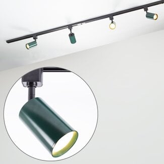1-phase track system set 1.5 metres with Romain spotlights in moss green
