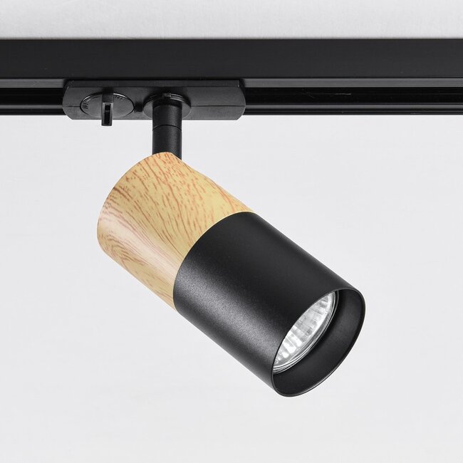 Designer 1-phase Track lighting system 1.5 metres with wood effect - Linn