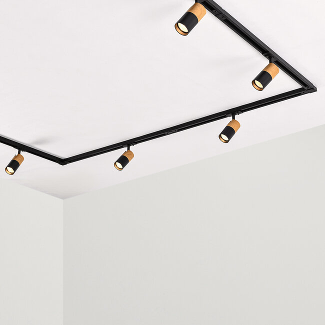 1-phase Track lighting system 3 metres mahogany wood effect - Linn