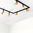 Modern 1-phase track lighting system, 3 metres, Black with mahogany wood effect - Loek