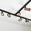 1.5 metre 1-phase track system set with Loek spotlights, black walnut wood-effect detail
