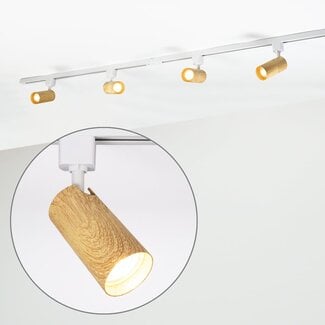 1.5 metre 1-phase track system set with Loek spotlights, oak wood-effect detail