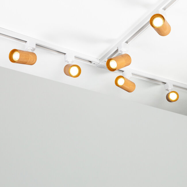 Modern 1-phase Track lighting system 1.5 metres with mahogany wood effect - Loek