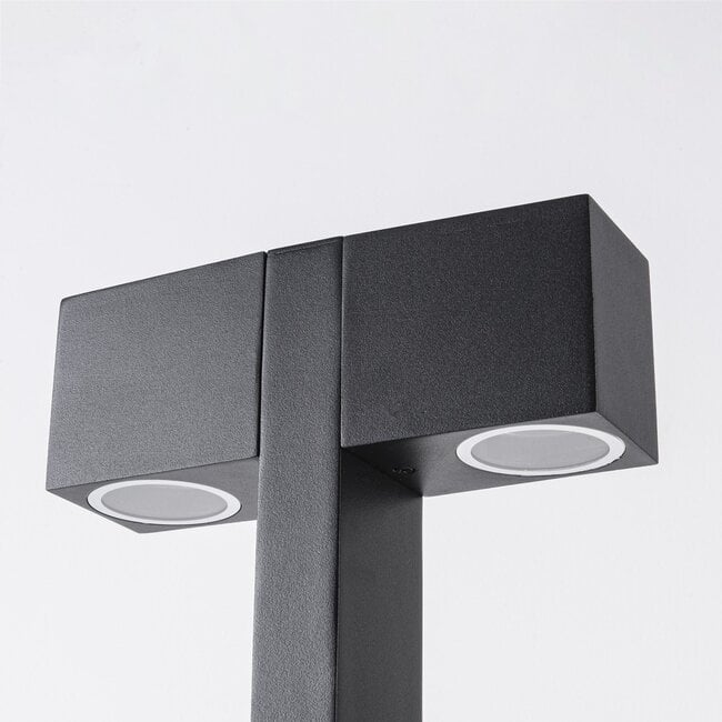 2-light outdoor floor lamp Simone with two square heads - black