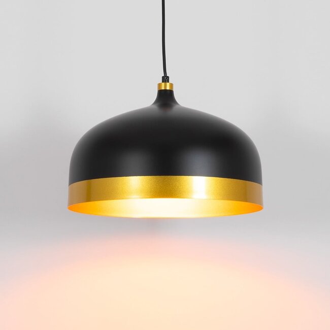 Black Industrial pendant lamp with Golden details - Zelta