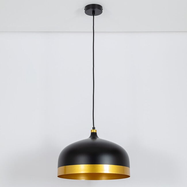 Industrial pendant light Zelta - black with gold details