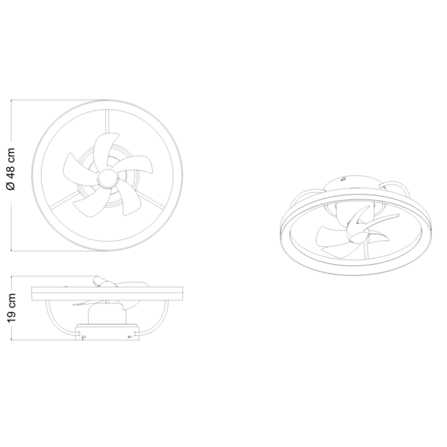 Black ceiling fan with summer/winter function and adjustable Colour temperature - Ikaros