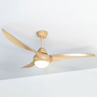 Ceiling fan Wieke with LEDs and adjustable colour temperature - wood effect
