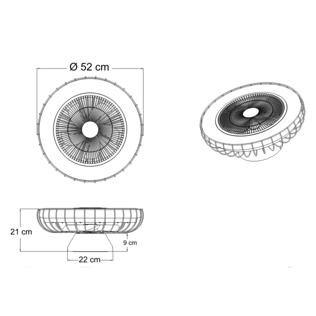 Rotar ceiling fan with integrated dimmable LEDs