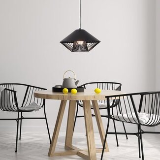 Modern pendant light Aiva with semi-open slatted shade