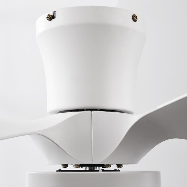 Compact White ceiling fan incl. LED and remote control - Vejas