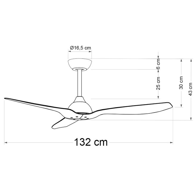 Iska ceiling fan in warm beech wood colour with remote control