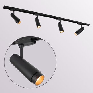 Modern 1.5 metre single-phase track lighting system with Jules spotlights - ceiling lights