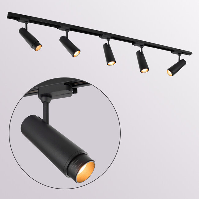 Modern 1.5 metre single-phase track lighting system with Jules spotlights - ceiling lights