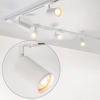 Modern 3-metre single-phase track lighting system with Jill spotlights - White