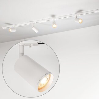 Modern 1.5 metre single-phase track lighting system with Jill spotlights - White