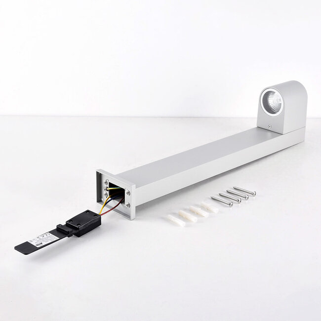 Industrial standing outdoor lamp, grey, 50 cm - Simone