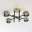 Ceiling light Caleb, 4-light smoked glass with mirror effect
