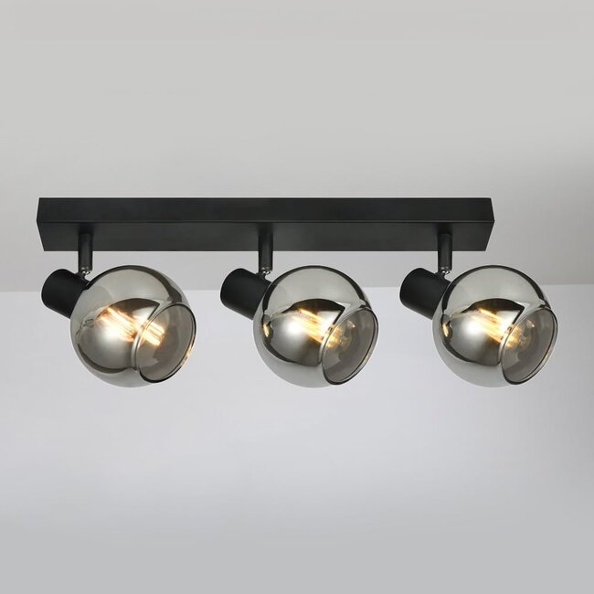 ceiling light Detroit - smoked glass and black steel