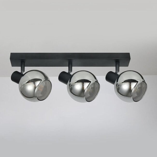 ceiling light Detroit - smoked glass and black steel
