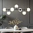 7-light pendant light Hepta - opal glass and black
