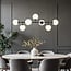 7-light pendant light Hepta - opal glass and black