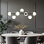 Designer pendant lamp with Black frame and opal white glass - Hepta