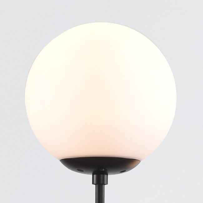 7-light pendant light Hepta - opal glass and black