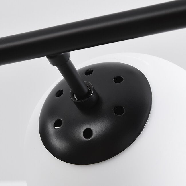 7-light pendant light Hepta - opal glass and black