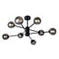 8-light ceiling light Idaho - black with smoked glass globes