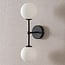 2-light wall light Runda - opal glass and black