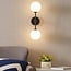 2-light wall light Runda - opal glass and black