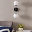 2-light wall light Runda - opal glass and black