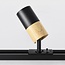 Track spotlight 1-phase Linn, black with oak wood-effect detail