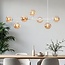 Designer pendant lighting with white frame and amber glass spheres - Hepta