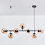 Designer pendant lamp with black frame and amber glass spheres - Hepta