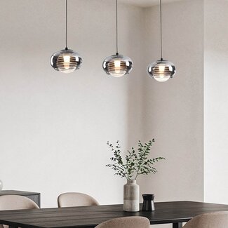 Pendant lamp with smoked glass and 3-step dimmable LEDs - Vive