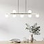 7-light pendant light Syv - milk-white glass globes