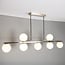 7-light pendant light Syv - milk-white glass globes