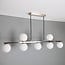 7-light pendant light Syv - milk-white glass globes