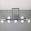 7-light pendant light Syv - milk-white glass globes
