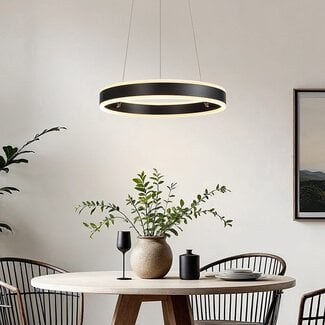 Designer pendant lamp Cercle in black with dimmable LED rings