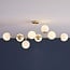 8-light linear ceiling light Osem - in opal glass and gold