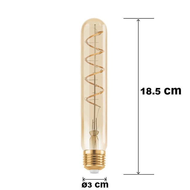 E27 dimmable tubular LED bulb amber spiral 4W (1600K)