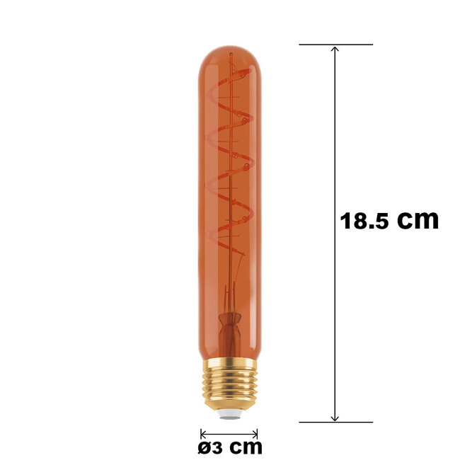 E27 dimmable tube lamp copper with spiral 18.5 cm, 4W, 1600K