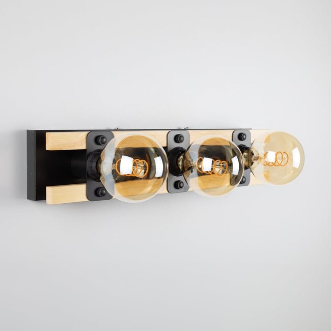 Black wall lamp, 3-light - Nolan